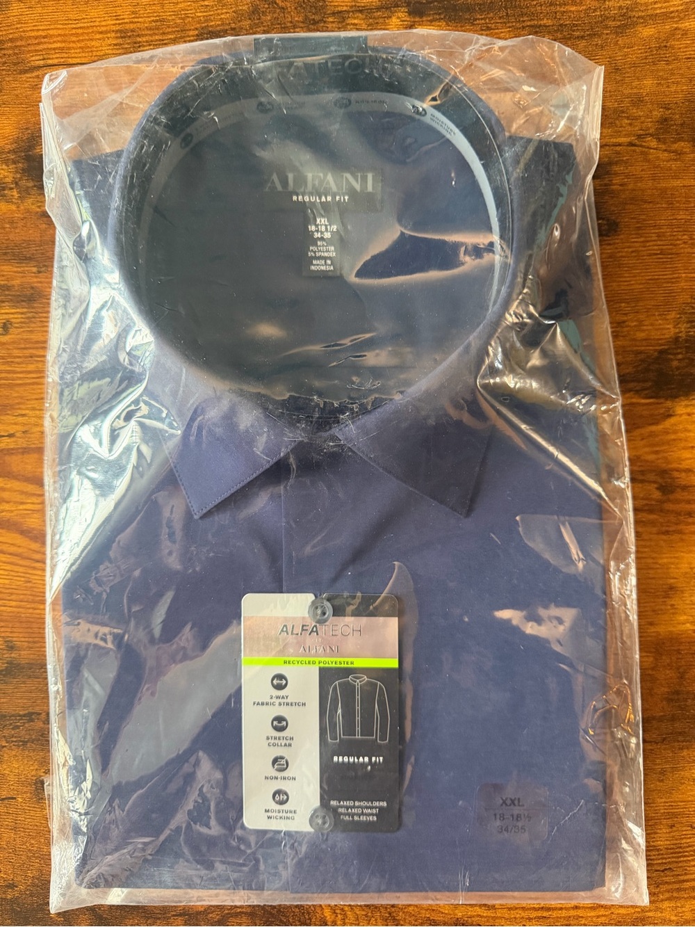 Alfani Men’s Regular Fit Navy Blue Dress Shirt XXL 18-18 1/2.